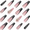 imageBABALAL Square Press on Nails Long Fake Nails Brown French Tip Glue on Nails Cheetah Design Fall Acrylic Nails 24Pcs Manicure Ombre Squoval Stick on Nails Full Cover False NailsBBFNH21black