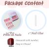 imageBABALAL Square Press on Nails Long Fake Nails Brown French Tip Glue on Nails Cheetah Design Fall Acrylic Nails 24Pcs Manicure Ombre Squoval Stick on Nails Full Cover False NailsBBFNH21red