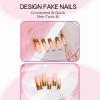 imageBABALAL Square Press on Nails Long Fake Nails Brown French Tip Glue on Nails Cheetah Design Fall Acrylic Nails 24Pcs Manicure Ombre Squoval Stick on Nails Full Cover False NailsBBFNH24