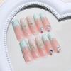 imageBABALAL Square Press on Nails Long Fake Nails Brown French Tip Glue on Nails Cheetah Design Fall Acrylic Nails 24Pcs Manicure Ombre Squoval Stick on Nails Full Cover False NailsBBFNH20green