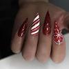 imageBABALAL Blue Press on Nails Medium Almond Fake Nails Aurora Heart Glue on Nails 3d Wave Design Acrylic Nails 24Pcs Bling Stiletto Full Cover False NailsANa212
