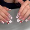 imageBABALAL Square Press on Nails Long Fake Nails Brown French Tip Glue on Nails Cheetah Design Fall Acrylic Nails 24Pcs Manicure Ombre Squoval Stick on Nails Full Cover False NailsBBFNH21white