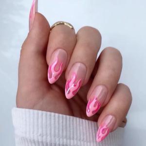 imageBABALAL Beach Press on Nails Almond Medium Fake Nails Blue French Tip Glue on Nails 3D Texture Design Bling Acrylic Nails 24Pcs Handmade Manicure Stick on False NailsANJ10