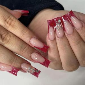 imageBABALAL French Tip Press on Nails Long Square Fake Nails Brown Cheetah Glue on Nails 3d Bow Charm Design Acrylic Nails 24Pcs Squoval Manicure False Nails for Women and Girlsfneb111