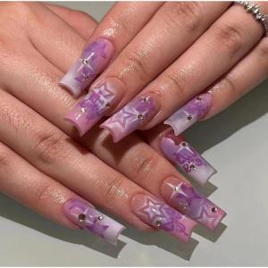 imageBABALAL French Tip Press on Nails Long Square Fake Nails Brown Cheetah Glue on Nails 3d Bow Charm Design Acrylic Nails 24Pcs Squoval Manicure False Nails for Women and Girlsfneb115