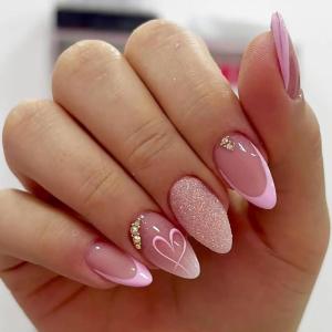 imageBABALAL Press on Nails Almond Medium Fake Nails Chrome Glue on Nails Blue Red Design Acrylic Nails 24Pcs Stiletto Stick on Nails Glossy Manicure Diy False Nails01A017