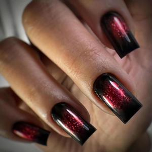 imageBABALAL Press on Nails Almond Medium Fake Nails Chrome Glue on Nails Blue Red Design Acrylic Nails 24Pcs Stiletto Stick on Nails Glossy Manicure Diy False Nails01A020