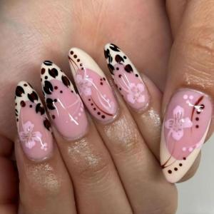 imageBABALAL Press on Nails Almond Medium Fake Nails Chrome Glue on Nails Blue Red Design Acrylic Nails 24Pcs Stiletto Stick on Nails Glossy Manicure Diy False Nails01A018