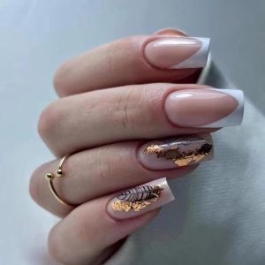 imageBABALAL Rainbow Press on Nails Medium Square Fake Nails Blue French Tip Glue on Nails 24Pcs Squoval Acrylic Nails Heart Love Cute Valentines Day Stick on Nails for Women and GirlsBBFND02