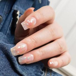 imageBABALAL Rainbow Press on Nails Medium Square Fake Nails Blue French Tip Glue on Nails 24Pcs Squoval Acrylic Nails Heart Love Cute Valentines Day Stick on Nails for Women and GirlsBBFND08