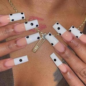 imageBABALAL Square Press on Nails Long Fake Nails Brown French Tip Glue on Nails Cheetah Design Fall Acrylic Nails 24Pcs Manicure Ombre Squoval Stick on Nails Full Cover False NailsBBFNH17polkadot