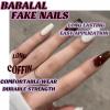 imageBABALAL Coffin Press on Nails Long Fake Nails White French Tip Glue on Nails Pink Rhinestone Acrylic Nails Flower Ballerina Spring Stick on Nails for Women and Girls 24PcsFna112brown
