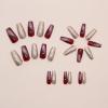 imageBABALAL Coffin Press on Nails Long Fake Nails White French Tip Glue on Nails Pink Rhinestone Acrylic Nails Flower Ballerina Spring Stick on Nails for Women and Girls 24PcsFna105purple