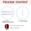imageBABALAL Coffin Press on Nails Long Fake Nails White French Tip Glue on Nails Pink Rhinestone Acrylic Nails Flower Ballerina Spring Stick on Nails for Women and Girls 24PcsFna106blue