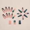 imageBABALAL Coffin Press on Nails Long Fake Nails White French Tip Glue on Nails Pink Rhinestone Acrylic Nails Flower Ballerina Spring Stick on Nails for Women and Girls 24PcsFna105green