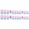 imageBABALAL Coffin Press on Nails Long Fake Nails White French Tip Glue on Nails Pink Rhinestone Acrylic Nails Flower Ballerina Spring Stick on Nails for Women and Girls 24PcsFna103blue