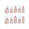 imageBABALAL Coffin Press on Nails Long Fake Nails White French Tip Glue on Nails Pink Rhinestone Acrylic Nails Flower Ballerina Spring Stick on Nails for Women and Girls 24PcsFna102star