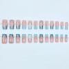 imageBABALAL Coffin Press on Nails Long Fake Nails White French Tip Glue on Nails Pink Rhinestone Acrylic Nails Flower Ballerina Spring Stick on Nails for Women and Girls 24PcsBlue