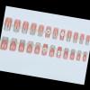 imageBABALAL Coffin Press on Nails Long Fake Nails White French Tip Glue on Nails Pink Rhinestone Acrylic Nails Flower Ballerina Spring Stick on Nails for Women and Girls 24PcsGreen