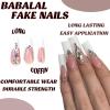 imageBABALAL Coffin Press on Nails Long Fake Nails White French Tip Glue on Nails Pink Rhinestone Acrylic Nails Flower Ballerina Spring Stick on Nails for Women and Girls 24PcsFna103white