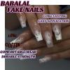 imageBABALAL Coffin Press on Nails Long Fake Nails White French Tip Glue on Nails Pink Rhinestone Acrylic Nails Flower Ballerina Spring Stick on Nails for Women and Girls 24PcsFna102star