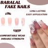 imageBABALAL Coffin Press on Nails Long Fake Nails White French Tip Glue on Nails Pink Rhinestone Acrylic Nails Flower Ballerina Spring Stick on Nails for Women and Girls 24PcsFna101white