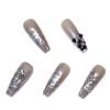 imageBABALAL Coffin Press on Nails Long Fake Nails White French Tip Glue on Nails Pink Rhinestone Acrylic Nails Flower Ballerina Spring Stick on Nails for Women and Girls 24PcsFna107goth