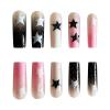 imageBABALAL Coffin Press on Nails Long Fake Nails White French Tip Glue on Nails Pink Rhinestone Acrylic Nails Flower Ballerina Spring Stick on Nails for Women and Girls 24PcsFna105star