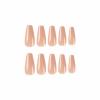 imageBABALAL Coffin Press on Nails Long Fake Nails White French Tip Glue on Nails Pink Rhinestone Acrylic Nails Flower Ballerina Spring Stick on Nails for Women and Girls 24PcsFna108nude
