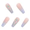 imageBABALAL Coffin Press on Nails Long Fake Nails White French Tip Glue on Nails Pink Rhinestone Acrylic Nails Flower Ballerina Spring Stick on Nails for Women and Girls 24PcsFna104blue