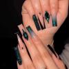 imageBABALAL Coffin Press on Nails Long Fake Nails White French Tip Glue on Nails Pink Rhinestone Acrylic Nails Flower Ballerina Spring Stick on Nails for Women and Girls 24PcsFna105green