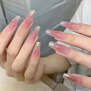 imageBABALAL Coffin Press on Nails Long Fake Nails White French Tip Glue on Nails Pink Rhinestone Acrylic Nails Flower Ballerina Spring Stick on Nails for Women and Girls 24PcsFna113pink