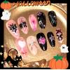imageBABALAL Brown Fall Press on Nails Stiletto Fake Nails Long Glue on Nails Y2k Sliver Flame Goth Design Acrylic Nails 3D DIY Manicure False NailsANI01