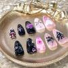 imageBABALAL Brown Fall Press on Nails Stiletto Fake Nails Long Glue on Nails Y2k Sliver Flame Goth Design Acrylic Nails 3D DIY Manicure False NailsANI01