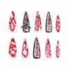 imageBABALAL Brown Fall Press on Nails Stiletto Fake Nails Long Glue on Nails Y2k Sliver Flame Goth Design Acrylic Nails 3D DIY Manicure False NailsANI01Angel