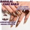 imageBABALAL Brown Fall Press on Nails Stiletto Fake Nails Long Glue on Nails Y2k Sliver Flame Goth Design Acrylic Nails 3D DIY Manicure False NailsANI03