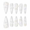 imageBABALAL Brown Fall Press on Nails Stiletto Fake Nails Long Glue on Nails Y2k Sliver Flame Goth Design Acrylic Nails 3D DIY Manicure False NailsANI05