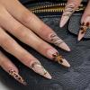 imageBABALAL Brown Fall Press on Nails Stiletto Fake Nails Long Glue on Nails Y2k Sliver Flame Goth Design Acrylic Nails 3D DIY Manicure False NailsANI05fall