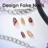 imageBABALAL Brown Fall Press on Nails Stiletto Fake Nails Long Glue on Nails Y2k Sliver Flame Goth Design Acrylic Nails 3D DIY Manicure False NailsANI05fall