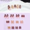 imageBABALAL Brown Fall Press on Nails Stiletto Fake Nails Long Glue on Nails Y2k Sliver Flame Goth Design Acrylic Nails 3D DIY Manicure False NailsANI05fall