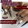 imageBABALAL Brown Fall Press on Nails Stiletto Fake Nails Long Glue on Nails Y2k Sliver Flame Goth Design Acrylic Nails 3D DIY Manicure False NailsANI07