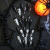imageBABALAL Brown Fall Press on Nails Stiletto Fake Nails Long Glue on Nails Y2k Sliver Flame Goth Design Acrylic Nails 3D DIY Manicure False NailsANI07