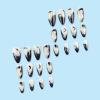 imageBABALAL Brown Fall Press on Nails Stiletto Fake Nails Long Glue on Nails Y2k Sliver Flame Goth Design Acrylic Nails 3D DIY Manicure False NailsANI12