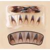 imageBABALAL Brown Fall Press on Nails Stiletto Fake Nails Long Glue on Nails Y2k Sliver Flame Goth Design Acrylic Nails 3D DIY Manicure False NailsANI13