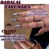 imageBABALAL Brown Fall Press on Nails Stiletto Fake Nails Long Glue on Nails Y2k Sliver Flame Goth Design Acrylic Nails 3D DIY Manicure False NailsANI13