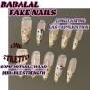 imageBABALAL Brown Fall Press on Nails Stiletto Fake Nails Long Glue on Nails Y2k Sliver Flame Goth Design Acrylic Nails 3D DIY Manicure False NailsANI14