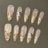 imageBABALAL Brown Fall Press on Nails Stiletto Fake Nails Long Glue on Nails Y2k Sliver Flame Goth Design Acrylic Nails 3D DIY Manicure False NailsANI14