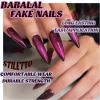 imageBABALAL Brown Fall Press on Nails Stiletto Fake Nails Long Glue on Nails Y2k Sliver Flame Goth Design Acrylic Nails 3D DIY Manicure False NailsANI18