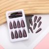 imageBABALAL Brown Fall Press on Nails Stiletto Fake Nails Long Glue on Nails Y2k Sliver Flame Goth Design Acrylic Nails 3D DIY Manicure False NailsANI18