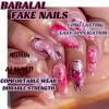 imageBABALAL Brown Fall Press on Nails Stiletto Fake Nails Long Glue on Nails Y2k Sliver Flame Goth Design Acrylic Nails 3D DIY Manicure False NailsANI19